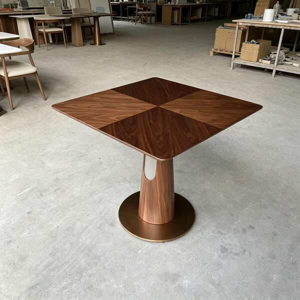 Commercial Custom-Made Modern Minimalist Square Dining Table According to Drawings, Factory New Model Wholesale Foshan Furniture Solid Wood Square Table