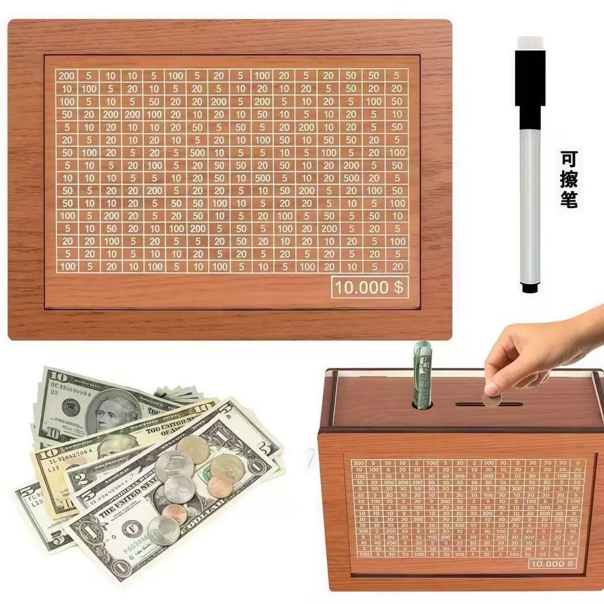 Uv large piggy bank 10,000 us dollars + 1 planning pen