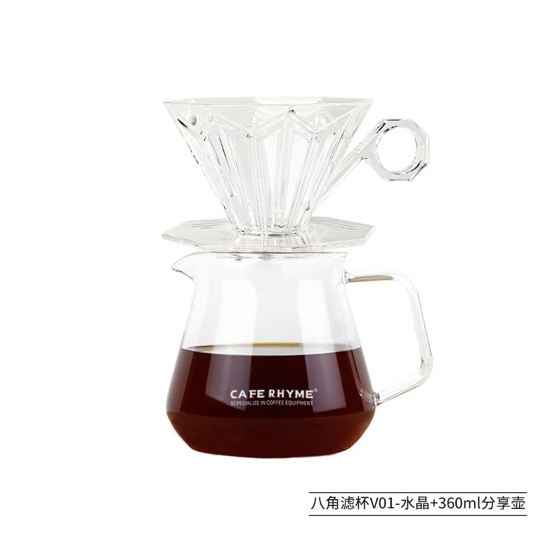 Octagonal diamond filter cup transparent color + sharing pot