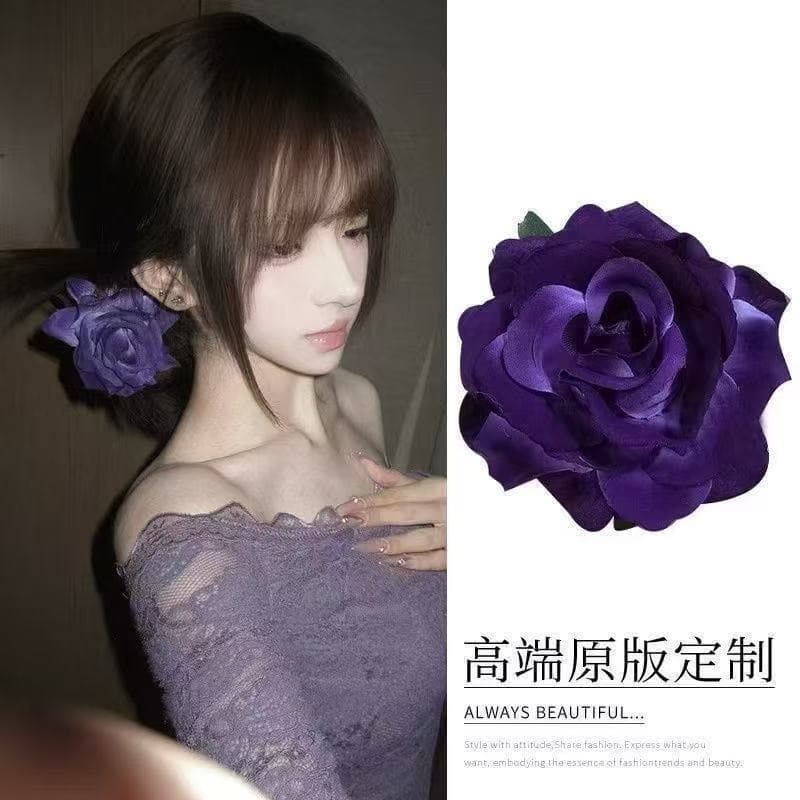 5982 charm purple rose hairpin