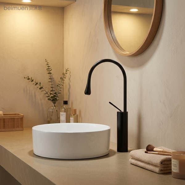 Ev hamamı üçün universal isti və soyuq su kranı, tezgah üstü lavabo üçün