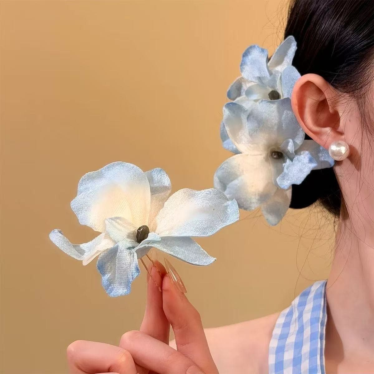 7356 new chinese style orchid hairpin - light blue