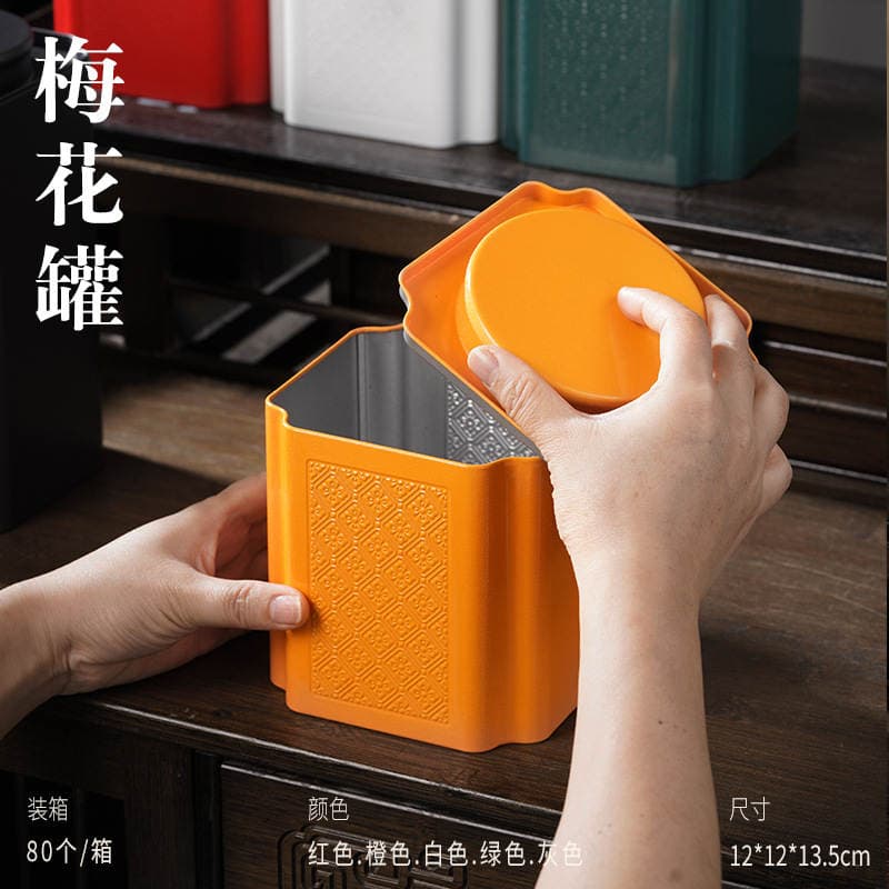 Vintage-Style Tinplate Tea Packaging Square Tin Can, Sealed for Rock Tea and Black Tea, Half-Pound Tea Storage Packaging Can 4