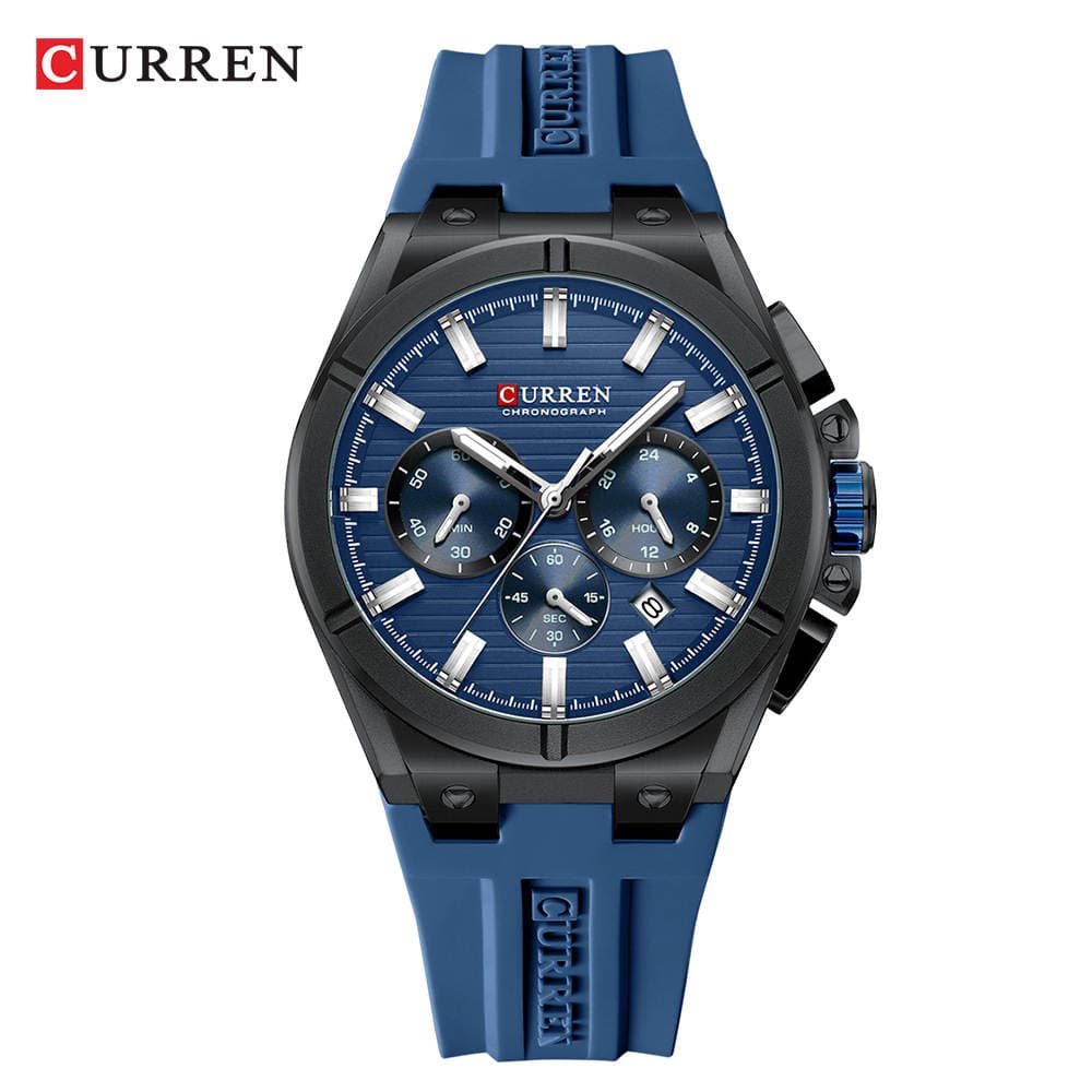 Curren 8487 Kişi Kvars Saatı, Altı Əlli Xronoqraf, Rezin Kəmər, İdman Tərzi 5