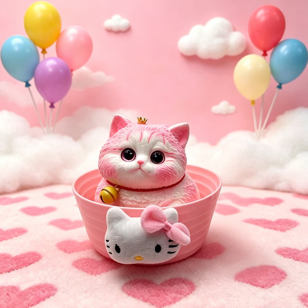 Large cat pinch pink {height 15cm}