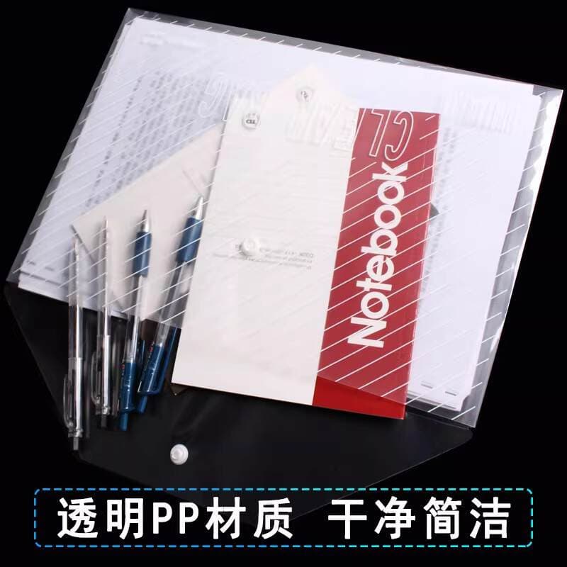 A4 Transparent Thickened Document Bag Large Capacity Snap Button Bag A4 Plastic Button Bag Wholesale Waterproof Document Bag File Bag 1