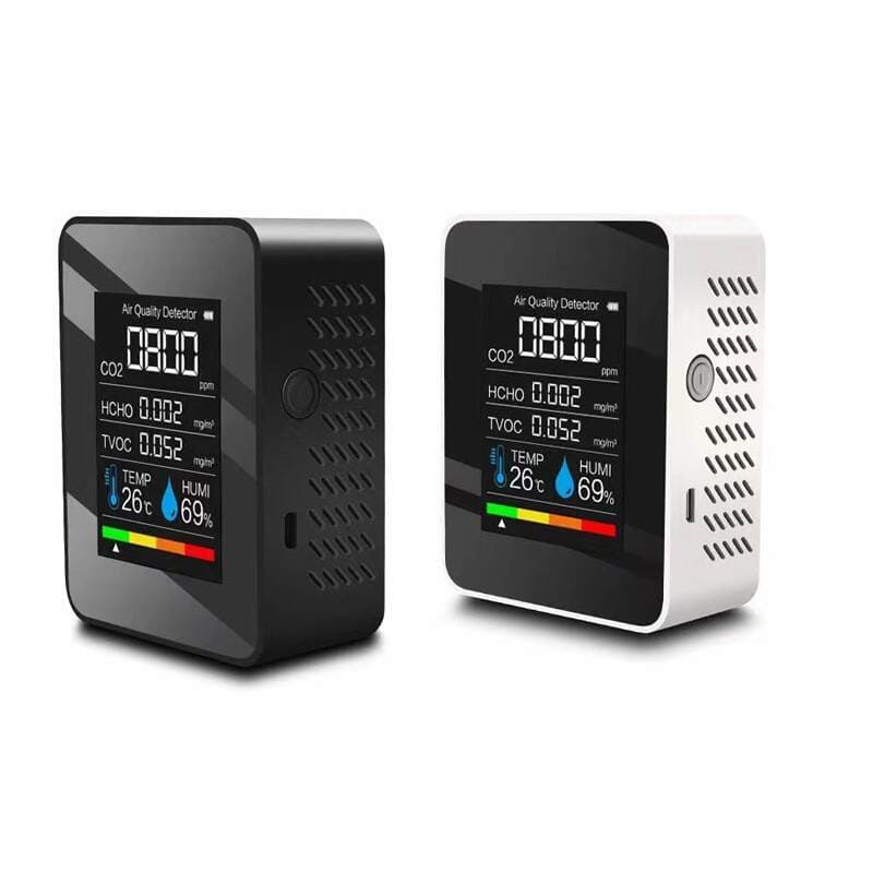 Portativ 5-i 1-də hava keyfiyyəti detektoru (CO2, formaldehid, TVOC, PM2.5, temperatur, rütubət) 2