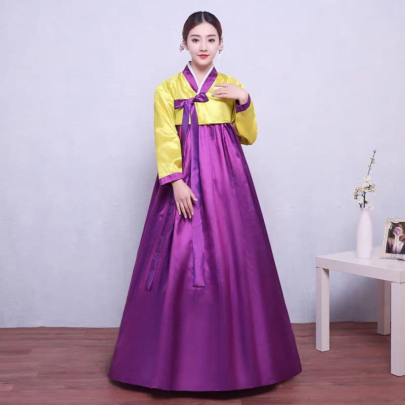 Yellow coat + purple skirt