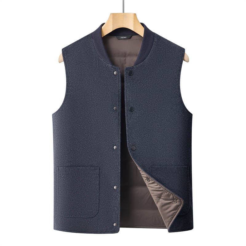 2025 Winter New Men's Casual Vest, Solid Color, Slim Fit, Thickened Sleeveless Vest for Inner Wear 5