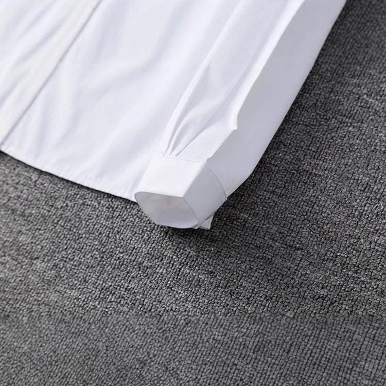Zhuobei Yapon JK məktəb uniforması ağ uzunqol köynək, iti və ya kvadrat yaxalı, şəffaf deyil. 5