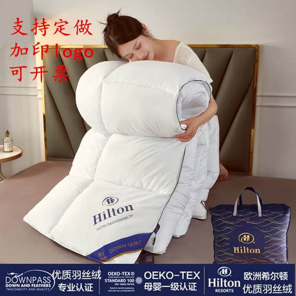 Hilton star hotel feather velvet quilt spring and autumn quilt homestay imitation goose down quilt core group purchase gift quilt wholesale