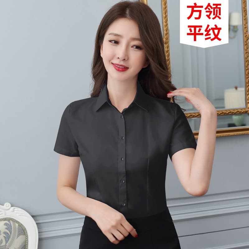 [Square collar] black short sleeve