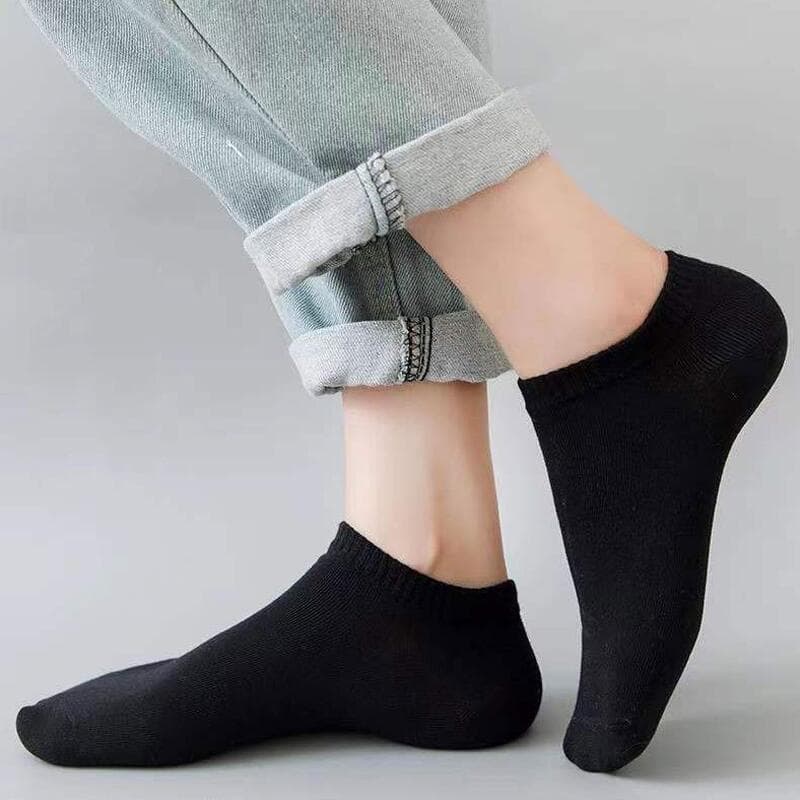 Men's Spring and Summer Black Low-Cut Ankle Socks, Odor-Resistant, Sweat-Absorbing, Sports, Business, Invisible Socks, Trendy Thin Non-Slip Socks 2