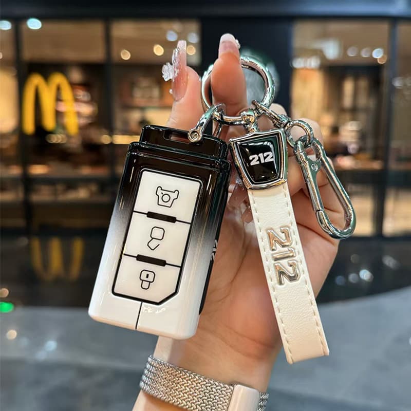[gradient black and white + leather rope buckle]
