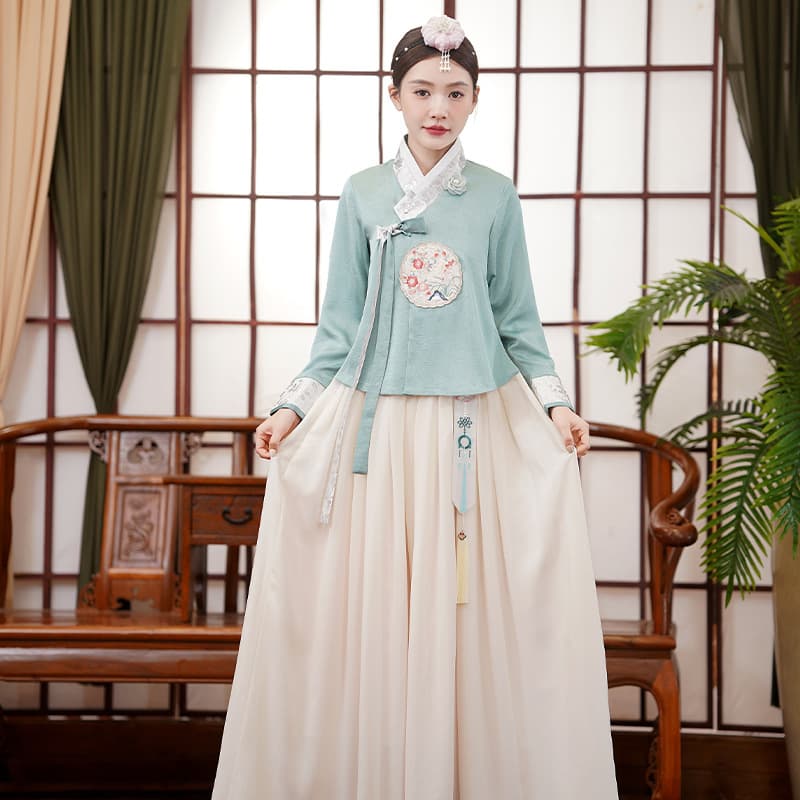 Group Flower Blue Rice Dress