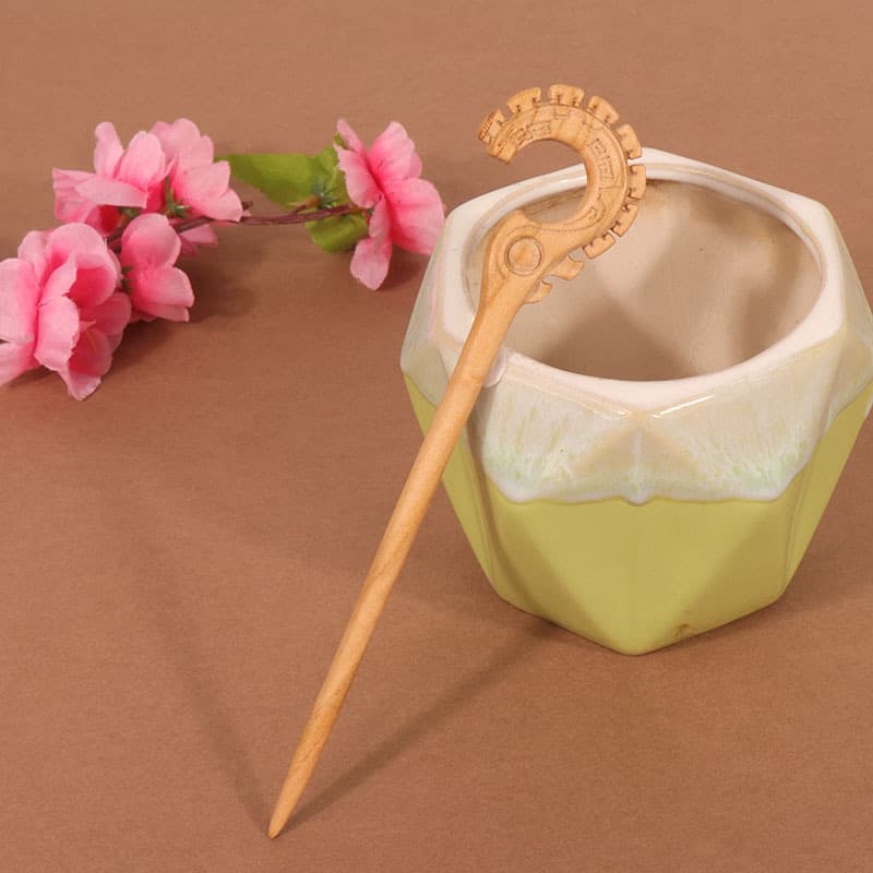 Double-sided Carved Peach Wood Hairpin-Enjunctive Beast