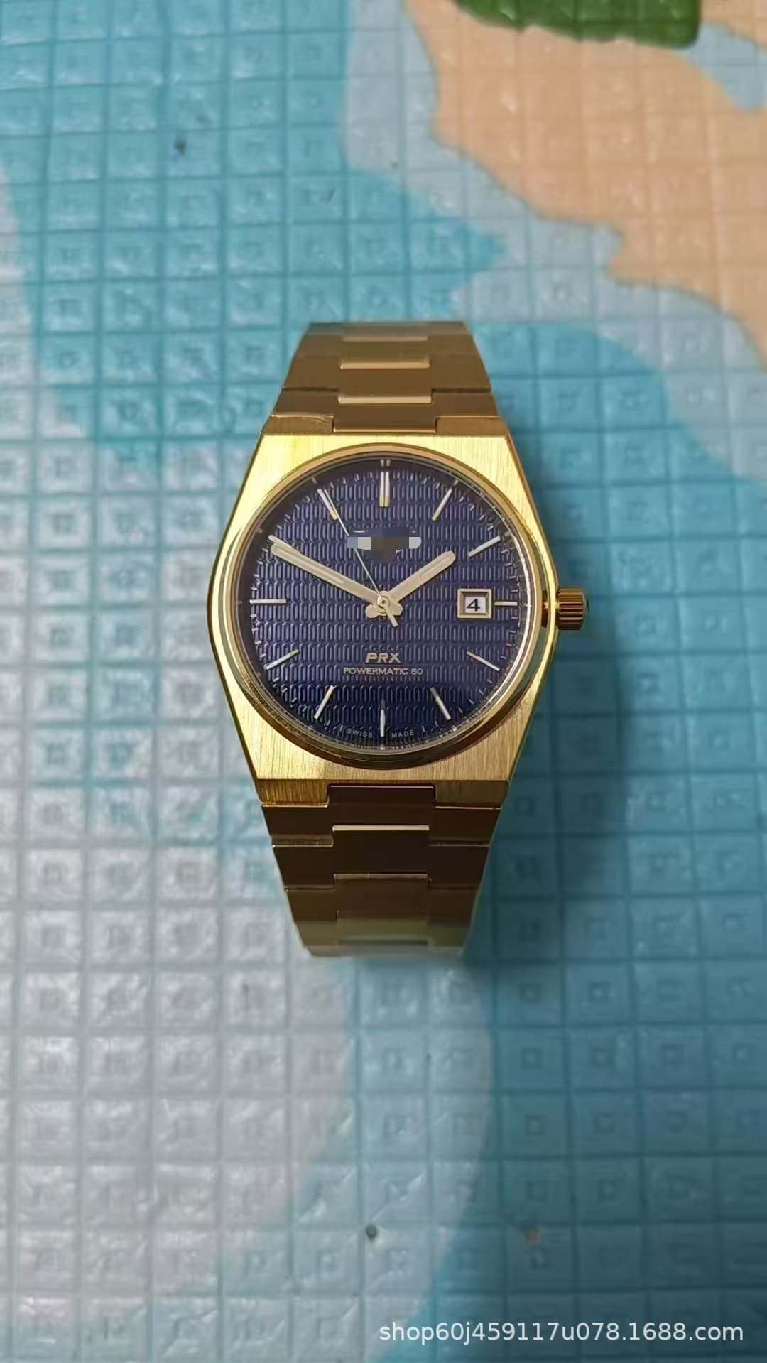 Prx all-gold blue dial lattice mechanical watch