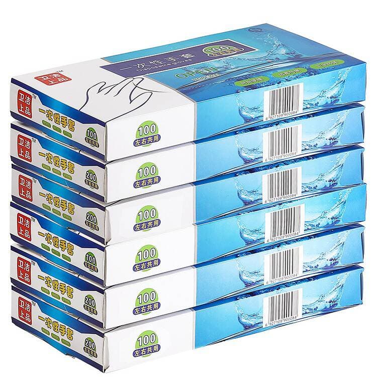 200 Pieces of Food Grade Disposable Gloves Film for Home Kitchen and Catering Thickeneded Transparent Pe Plastic Gloves 5