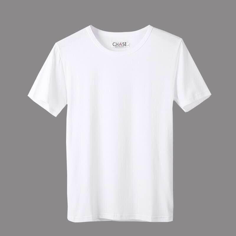 Solid color short sleeve round neck white