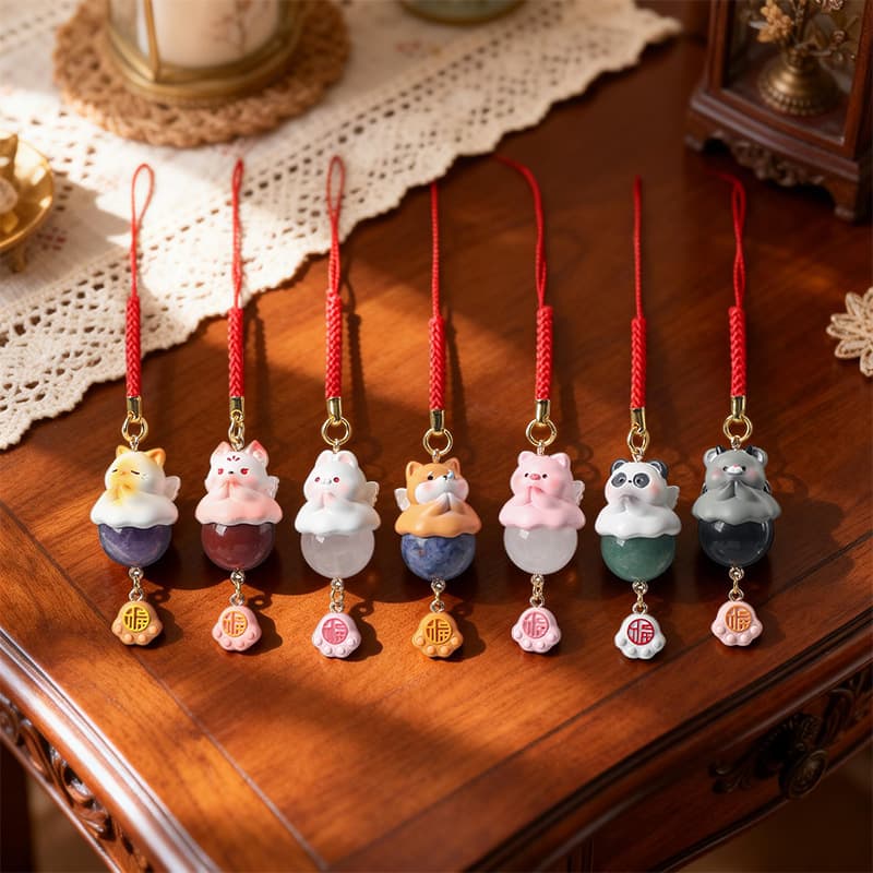 Kitten sky stone blessing crystal mobile phone chain blind box