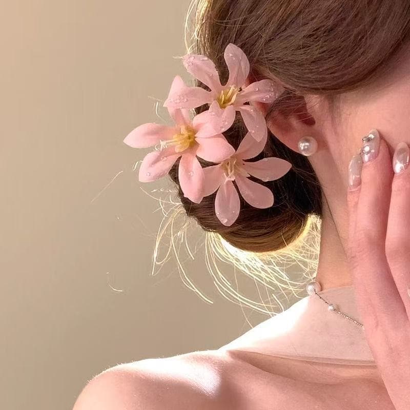 7315 single bunch of dew flower hairpin-pink