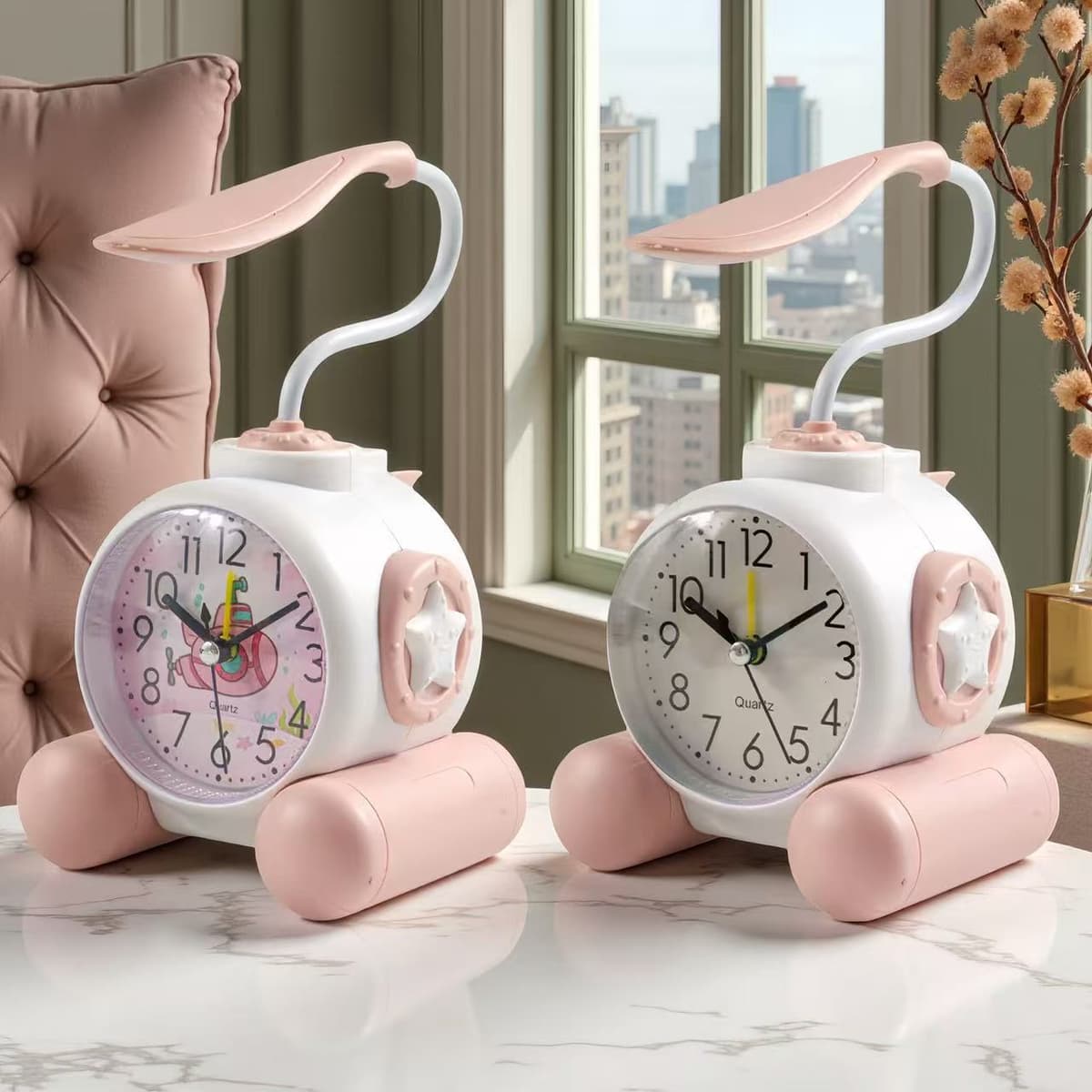 [pink mirror random] submarine clock table lamp with battery
