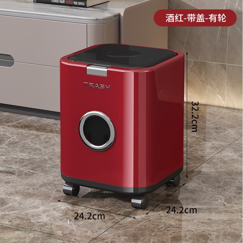 8031 flip-top trash can 12l (with pulleys) red
