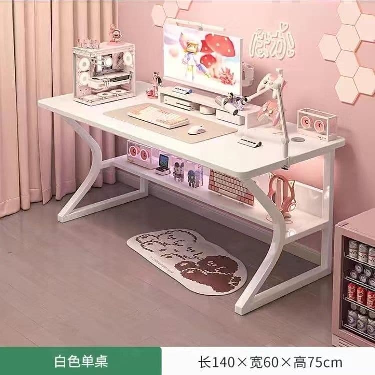 [c-shaped shelf + thickened desktop] 140cm cloud white
