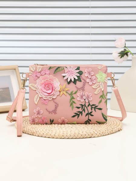 Trendy Street Fashion Single-Shoulder Bag, New Floral Women's Bag, Embroidered Personalized Floral Underarm Bag, High-Value Women's Bag