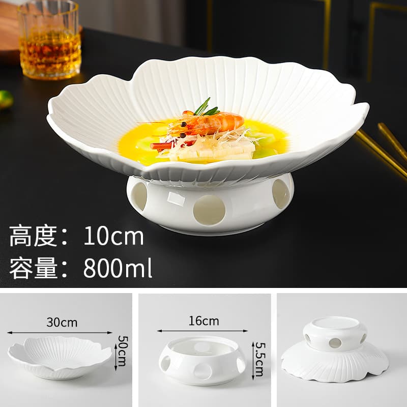 12inch flower-shaped soup plate with round hole stove (20 candles included)