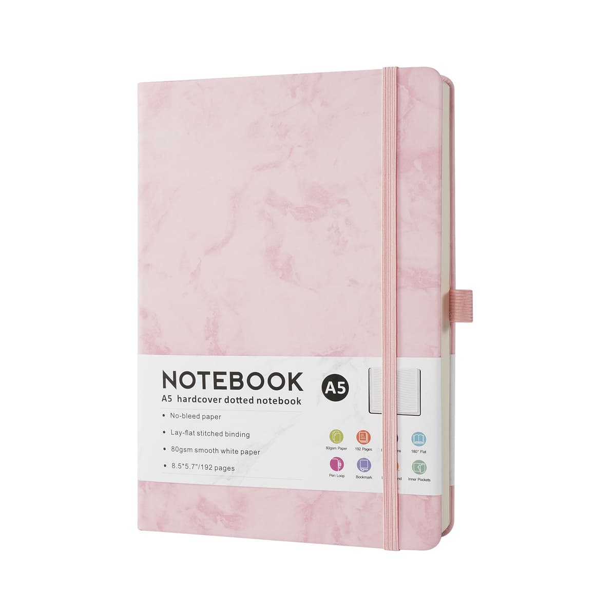 Pink marble pattern a5 strap book