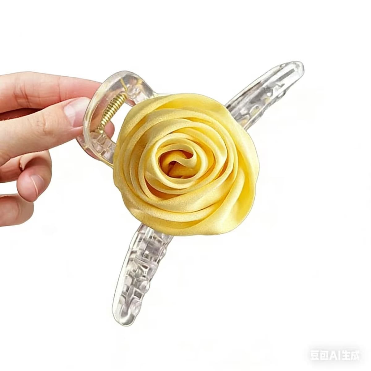 5771 yellow rose hair clip - large claw clip