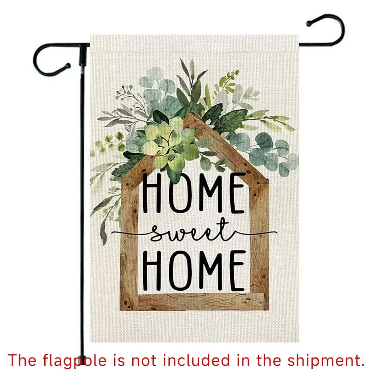 Green plant wooden house garden flag