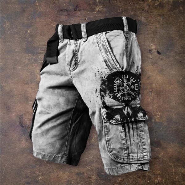 Independent website Amazon new European and American trendy Halloween 3D digital print trendy zipper shorts for men