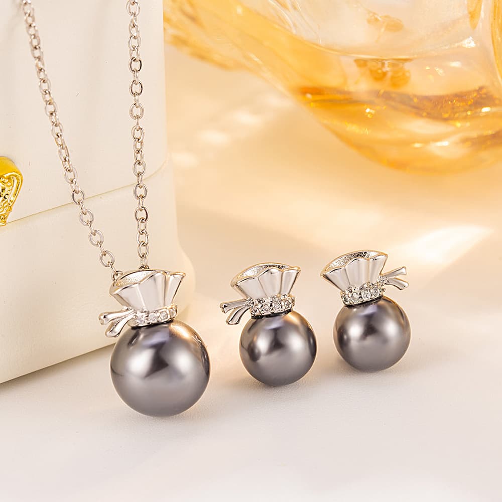 (copper plated white gold) v21 necklace + v22 earrings/two-piece set