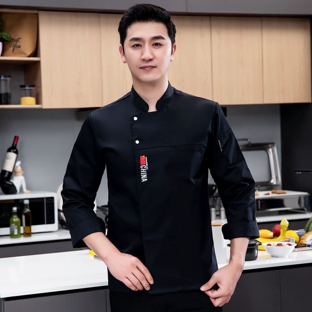Black [long sleeve] two-button flag shirt