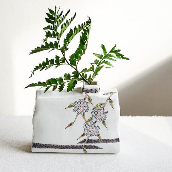 Japanese Original Imported Kutani Ware Purple-Style Vase, Ceramic Living Room High-Aesthetic Flower Stand, Desktop Decoration Flower Arrangement Vessel