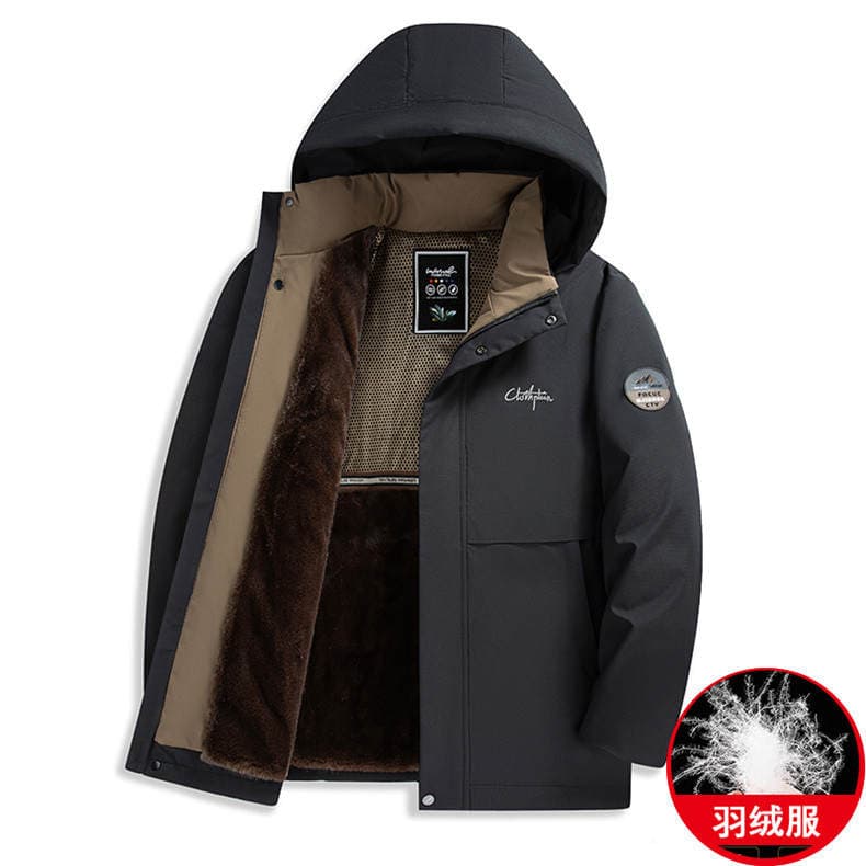 Men's Fleece-Lined Thick down Jacket for Middle-Aged and Elderly, Warm Winter Coat for Dad, Grandpa's Cold-Proof Clothing 2