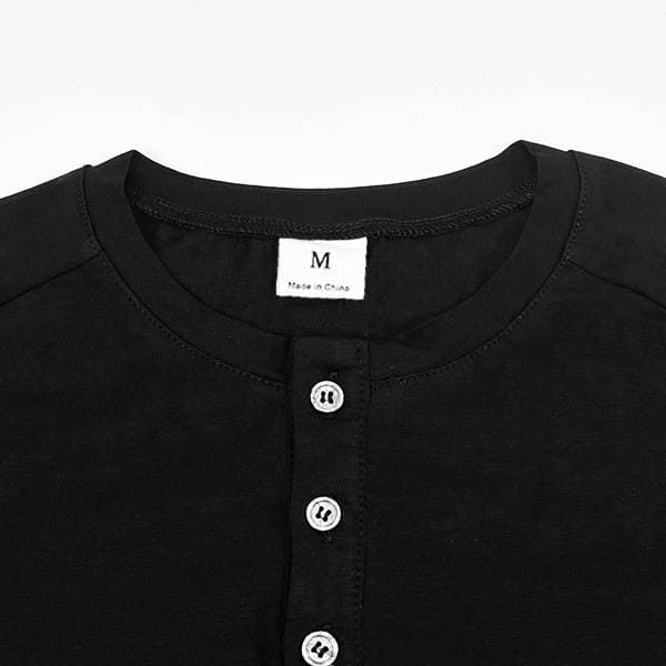 Kişilər üçün pambıqdan, Henri yaxalı, uzunqol, boş kəsimli, böyük ölçülü fitnes t-shirt (payız-qış). 3