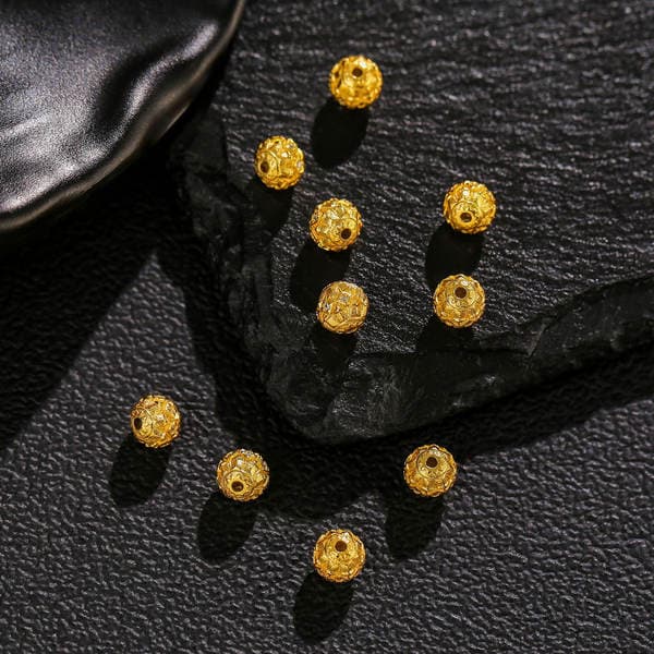 S925 Silver Gold-Plated Inlaid Diamond Angle Flower Ball Accessories DIY Bracelet Necklace Spacer Beads Loose Beads Accessories