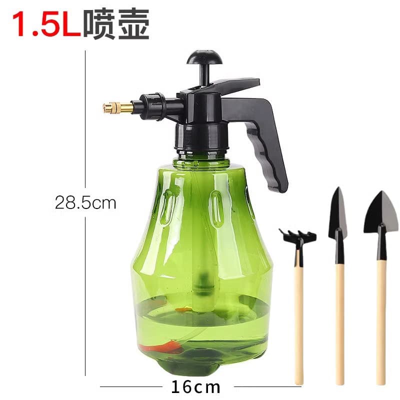 Gardening watering can - green 1 piece + mini gardening tools - small three-piece set