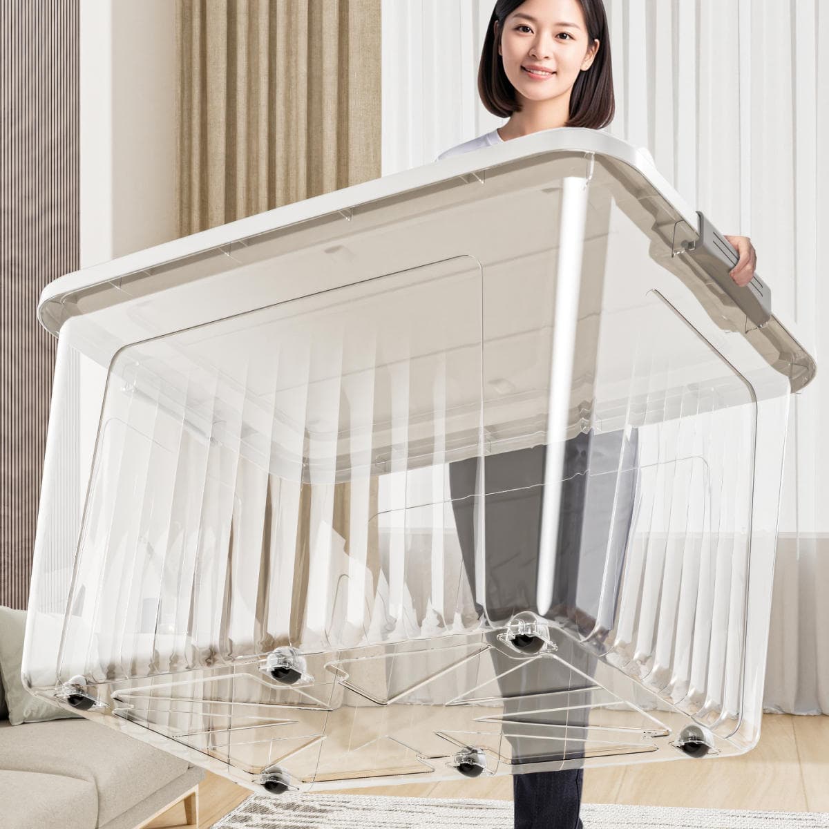 Thickened Transparent Storage Box, Large Capacity Household Clothing Storage Box, Toy Storage Box, Wardrobe Storage and Organization Box 1