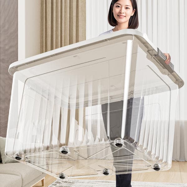 Thickened Transparent Storage Box, Large Capacity Household Clothing Storage Box, Toy Storage Box, Wardrobe Storage and Organization Box