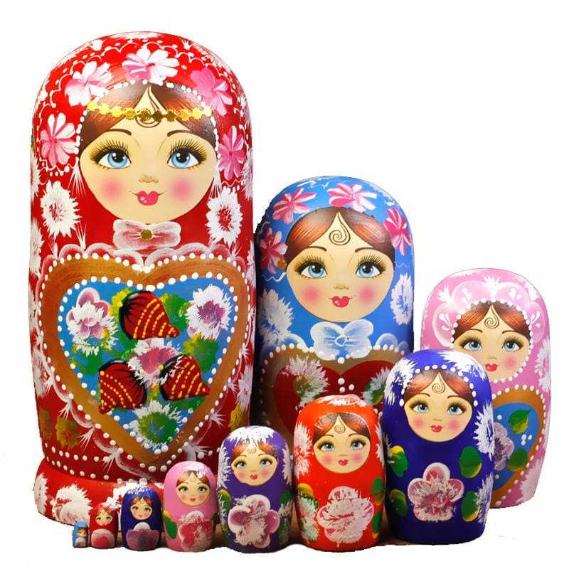 Rus Matryoşka Gəlincikləri (5, 7, 10, 15 Qatlı, Taxta, Boyalı) 5