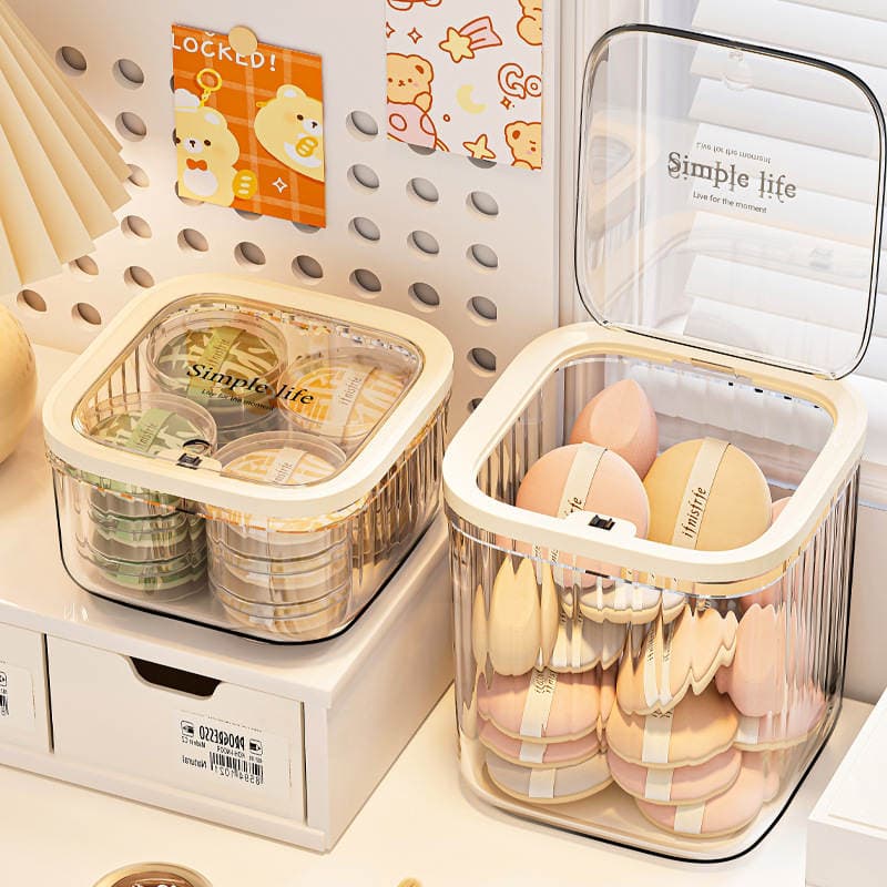 Powder Puff Storage Box Desktop Cosmetics Acrylic Disposable Lipstick Skin Care Mini Flip-Top Sundries Transparent Storage Rack 1
