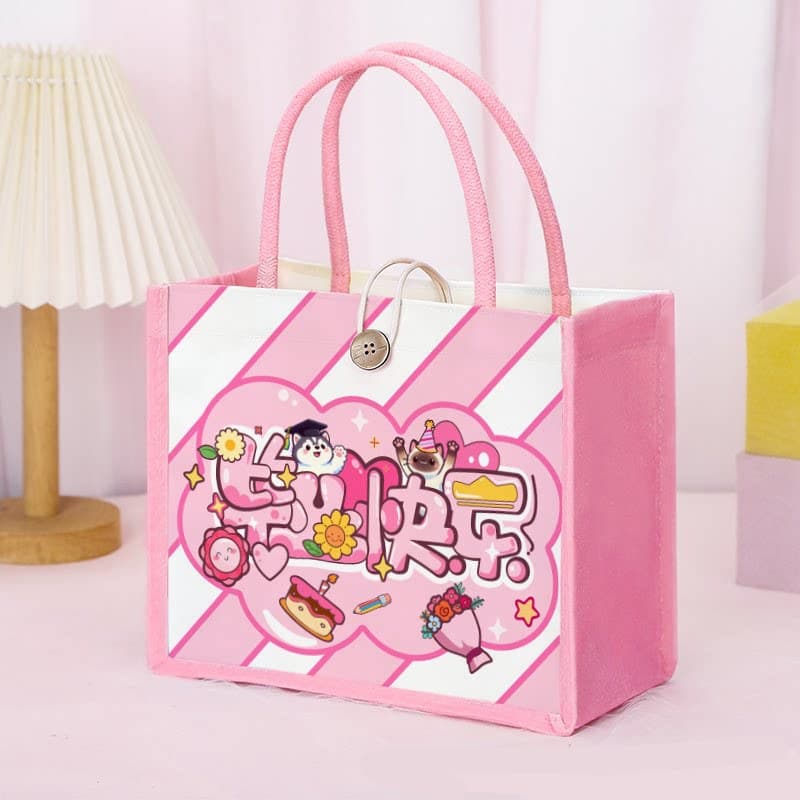Happy graduation-pink and white striped cartoon style