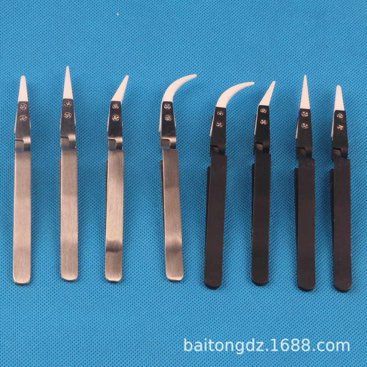 Reverse carbon fiber tweezers plastic head tweezers watch electronic anti-static interchangeable head Anti-conductive tweezers ESD- 1