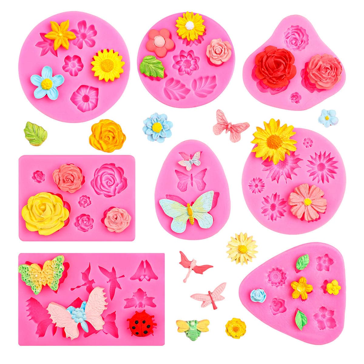 Daisy Rose Small Flower Silicone Mold DIY Leaf Fondant Cake Baking Mold Glue Resin Mold 4