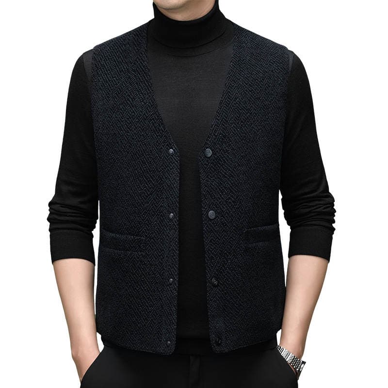 Winter New down Vest Men's Woolen Vest Casual Dad Wear Warm Solid Color White Goose down Vest 5