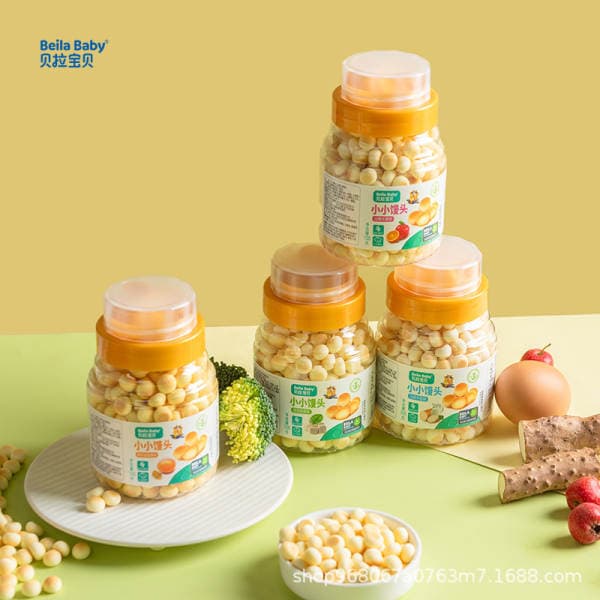 Baby and Children's Milk-Flavored Small Steamed Bun Snacks Filled with Milk Beans, Small Egg Puffs, Yam, Poria, Chicken Nuggets, and Hawthorn Formula